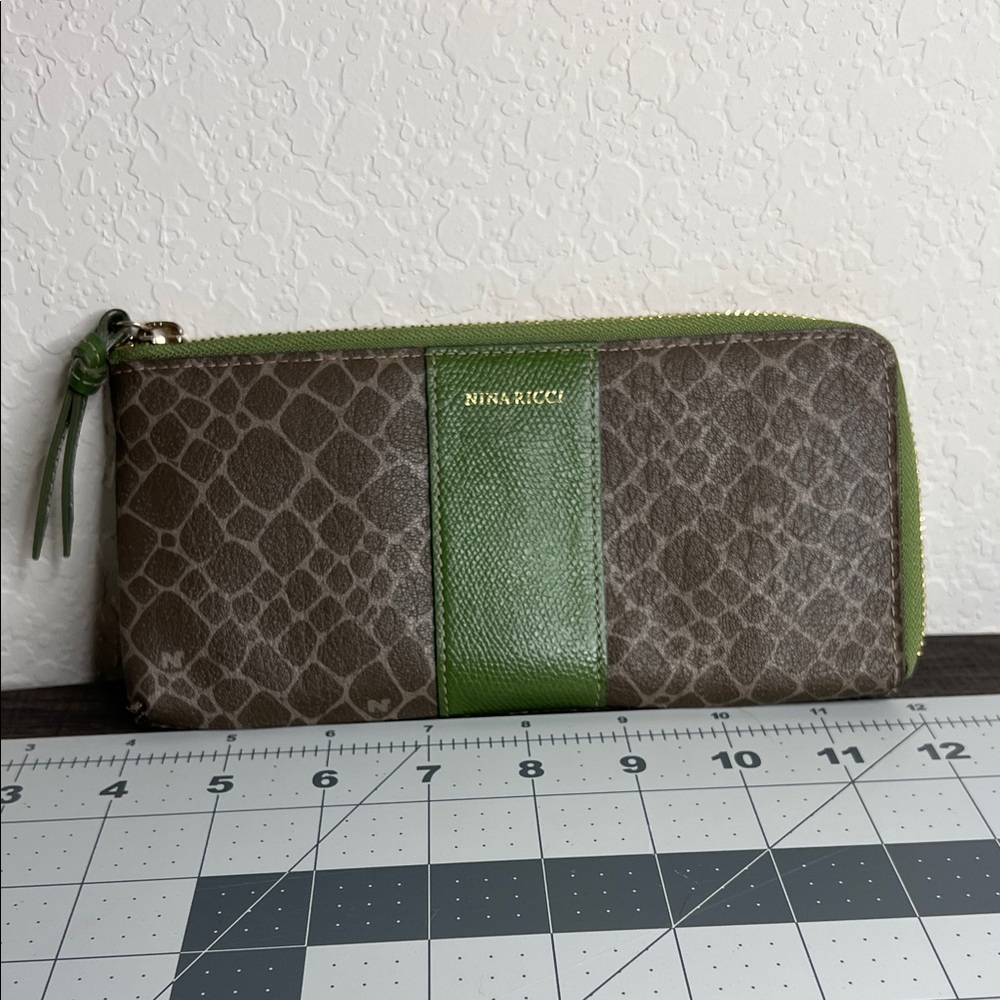 Nina Ricci Green and Brown long Wallet - preloved